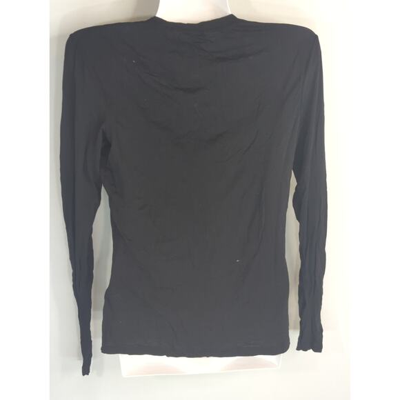 Theory Black Long Sleeve Semi Sheer Crew Neck Top Womens Small - Picture 4 of 7